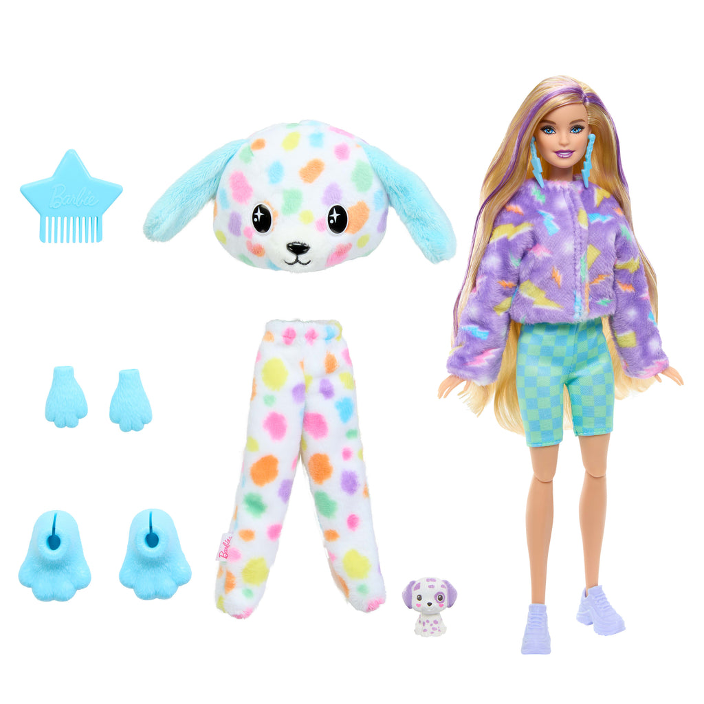 Barbie Cutie Reveal Büyüleyici Renkler Serisi Dalmaçyalı Kostümlü Bebek ve 10 Sürpriz