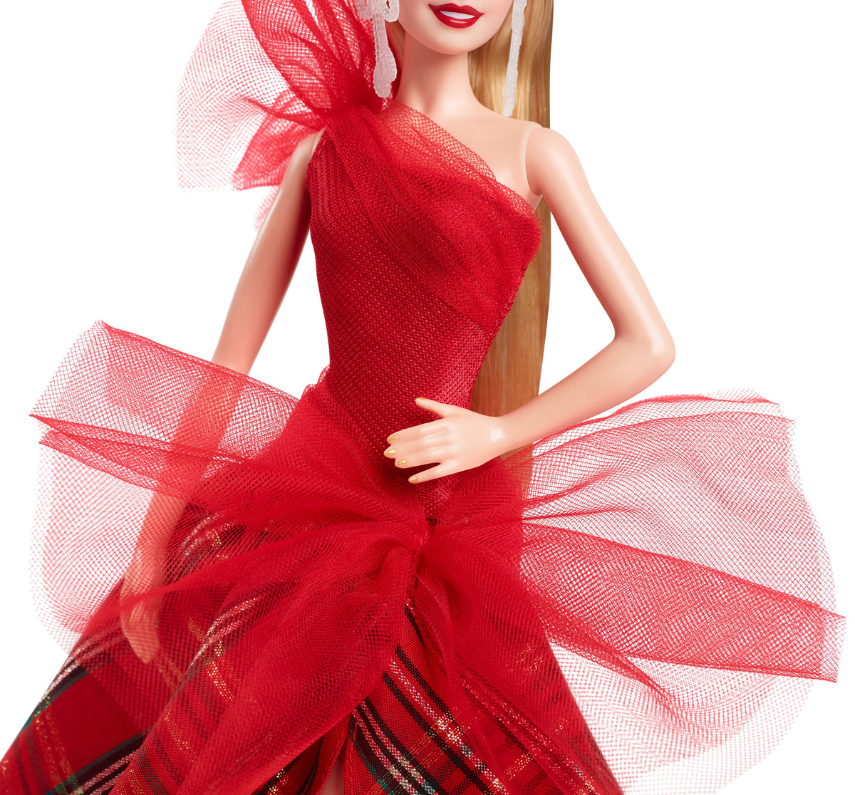 Barbie Signature 2024 Mutlu Yıllar Bebeği - Ekose Etekli Sarı Saçlı Sergilik Bebek