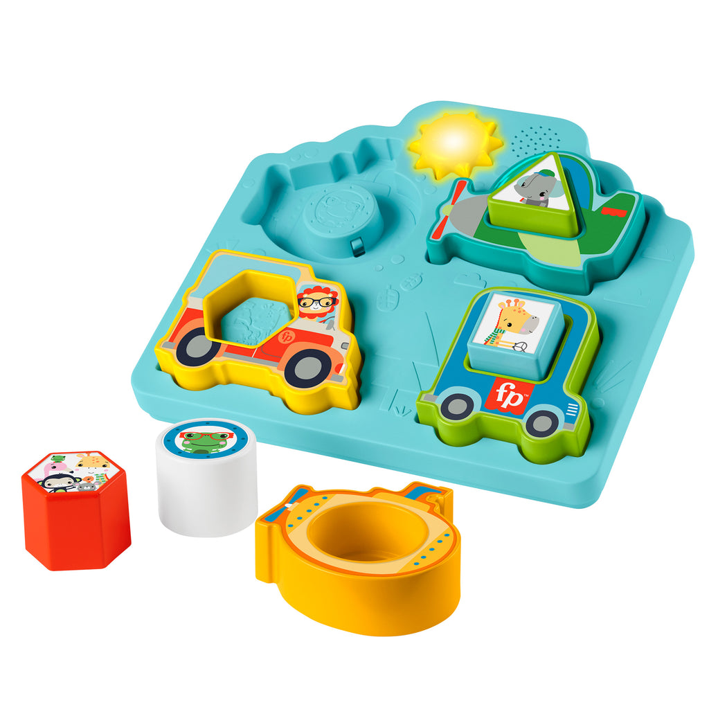 Fisher-Price Şekiller ve Sesler Araç Bulmacası, müzikli ve ışıklı bulmaca ve şekil sıralama oyuncağı