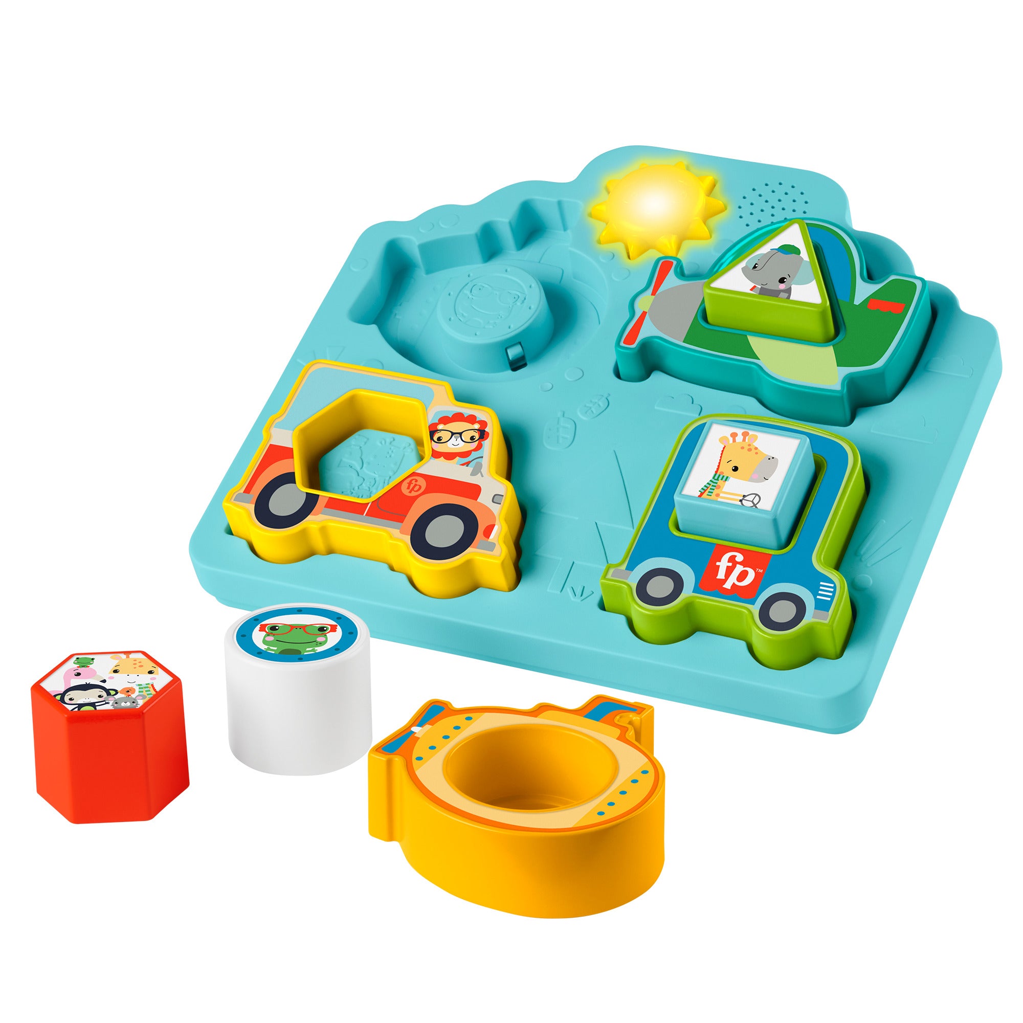 Fisher-Price Şekiller ve Sesler Araç Bulmacası, müzikli ve ışıklı bulmaca ve şekil sıralama oyuncağı