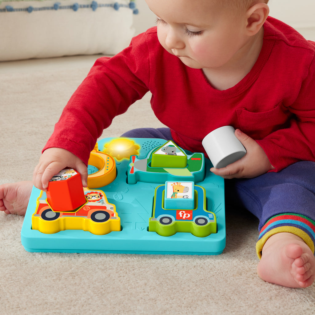 Fisher-Price Şekiller ve Sesler Araç Bulmacası, müzikli ve ışıklı bulmaca ve şekil sıralama oyuncağı
