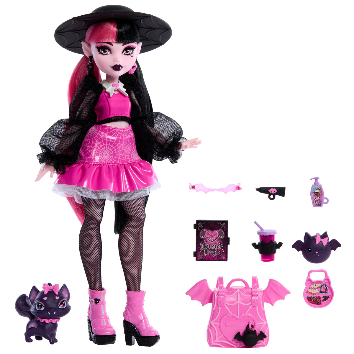 Evcil hayvanı Kont Fabulous ve aksesuarlarıyla Monster High Acayip Havalı Arkadaşlar - Draculaura