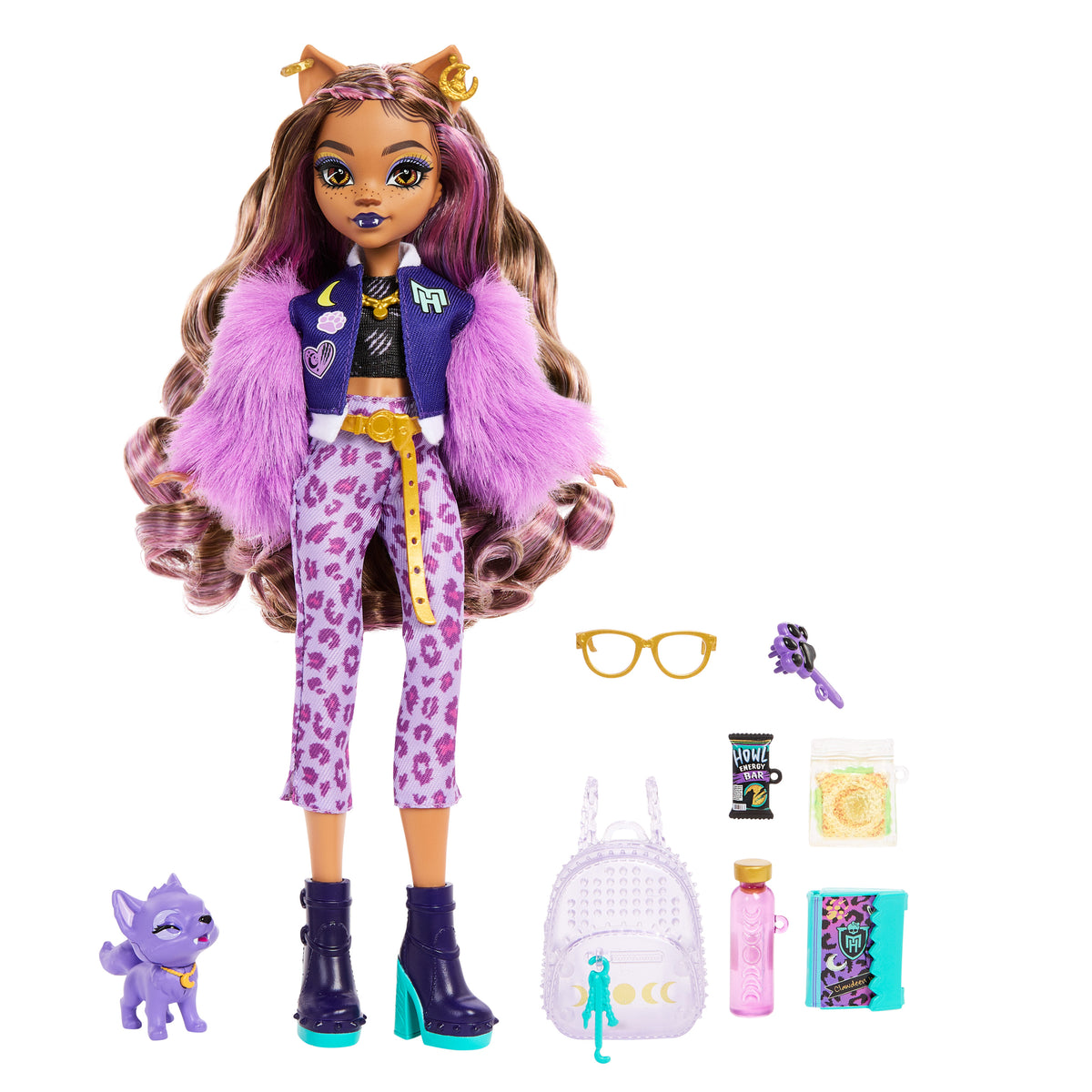 Yavru köpeği Crescent ve aksesuarlarıyla Monster High Clawdeen Wolf bebek
