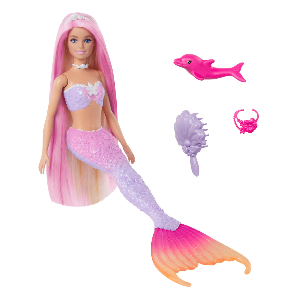 Deniz kızı Barbie "Malibu"; renk değişimi özelliği, yunus ve aksesuarlar
