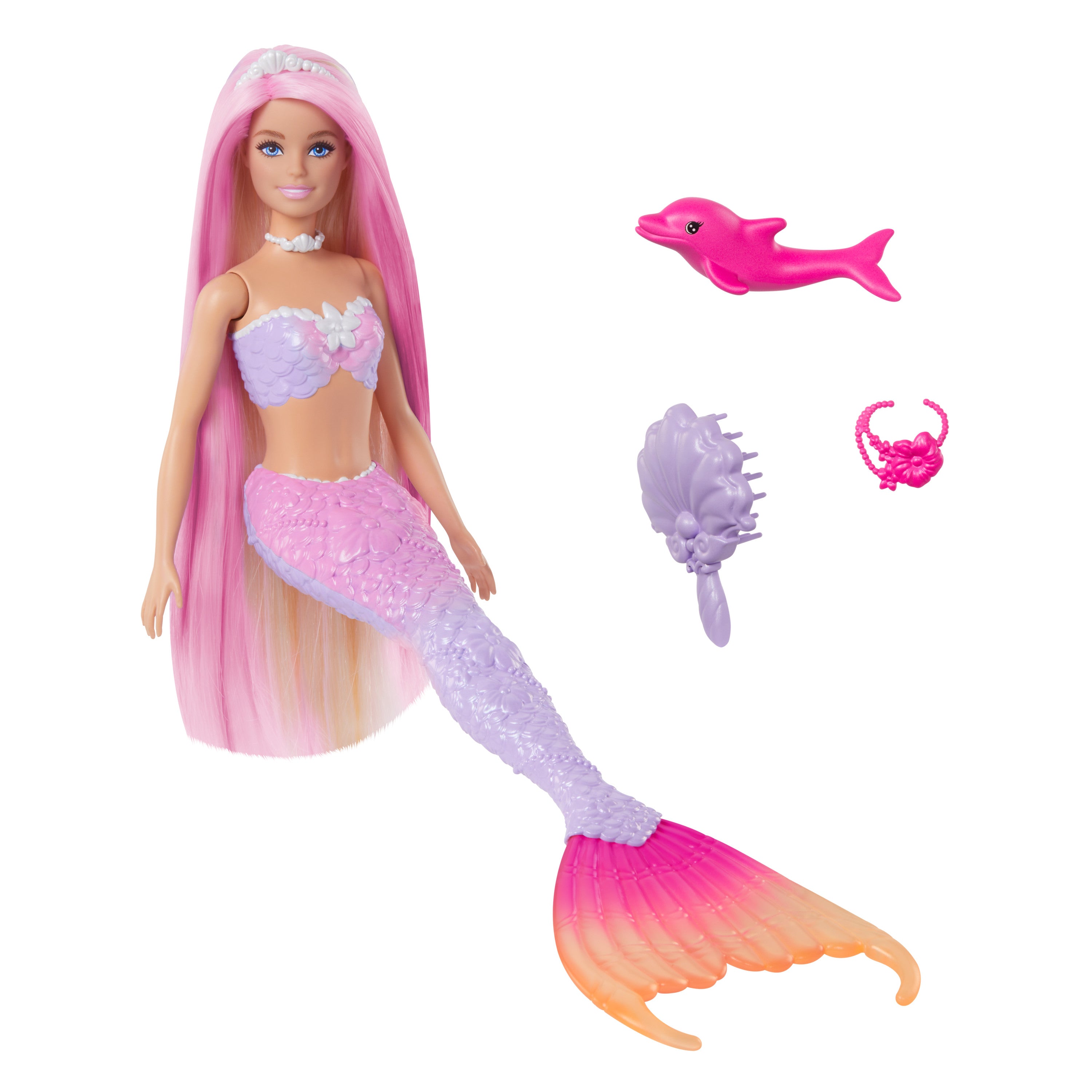 Deniz kızı Barbie "Malibu"; renk değişimi özelliği, yunus ve aksesuarlar