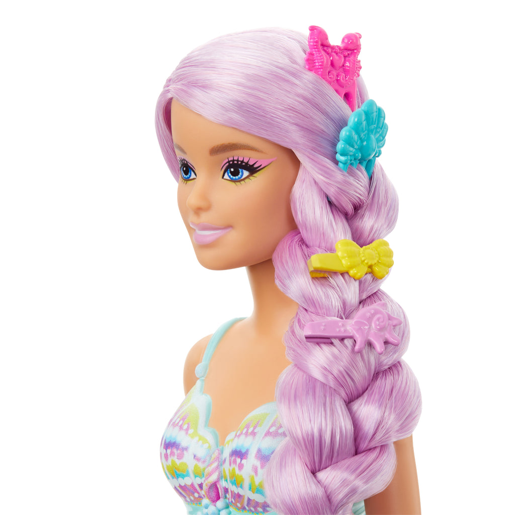 17 cm uzunluğunda renkli saçlı deniz kızı Barbie ile saç şekillendirme oyunlarına uygun aksesuarlar