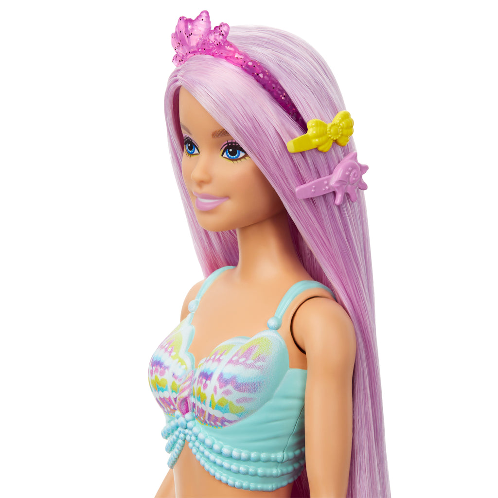 17 cm uzunluğunda renkli saçlı deniz kızı Barbie ile saç şekillendirme oyunlarına uygun aksesuarlar