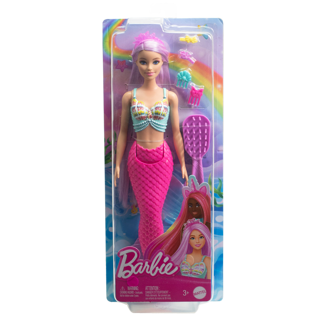 17 cm uzunluğunda renkli saçlı deniz kızı Barbie ile saç şekillendirme oyunlarına uygun aksesuarlar
