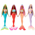 Rengarenk saçları, kuyrukları ve saç aksesuarlarıyla Barbie deniz kızı bebekler