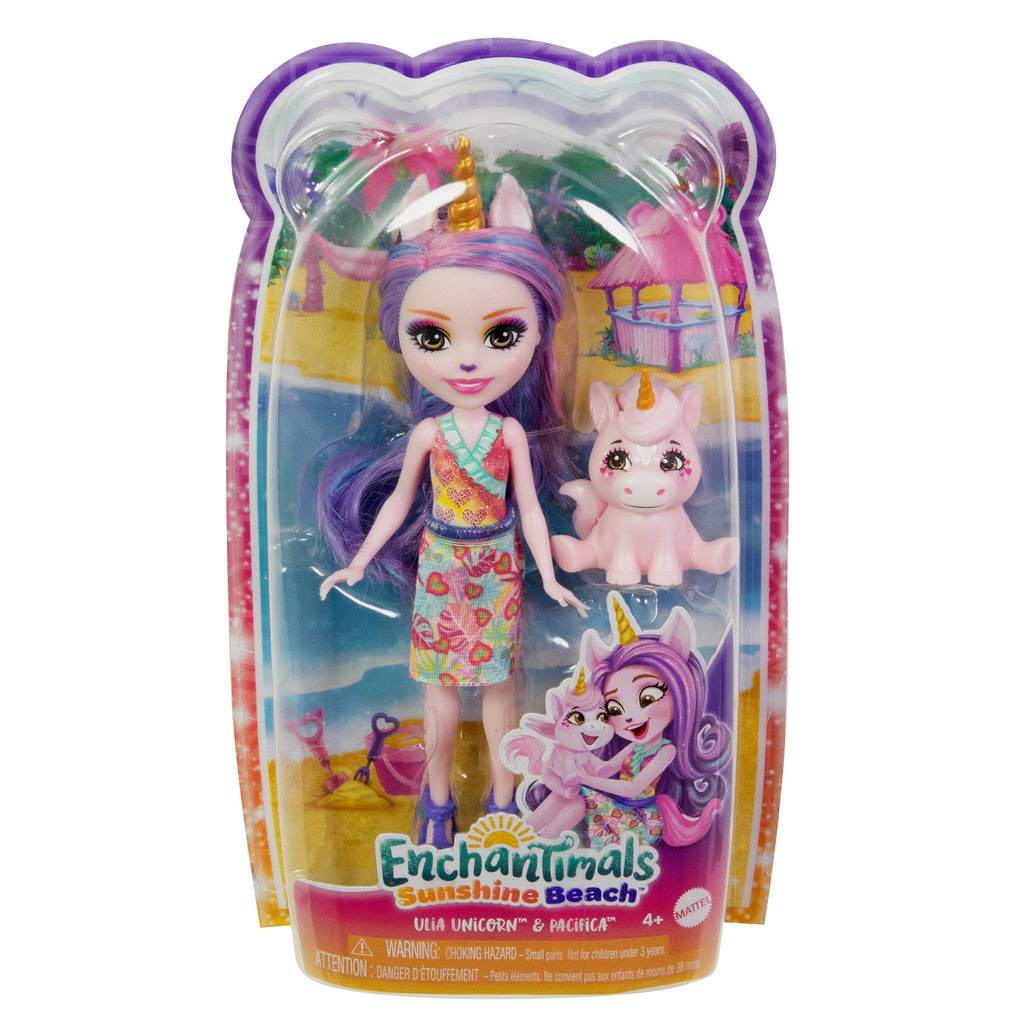 Enchantimals Gün Işığı Plajı Tekboynuz Ulia bebek ve hayvan figürü