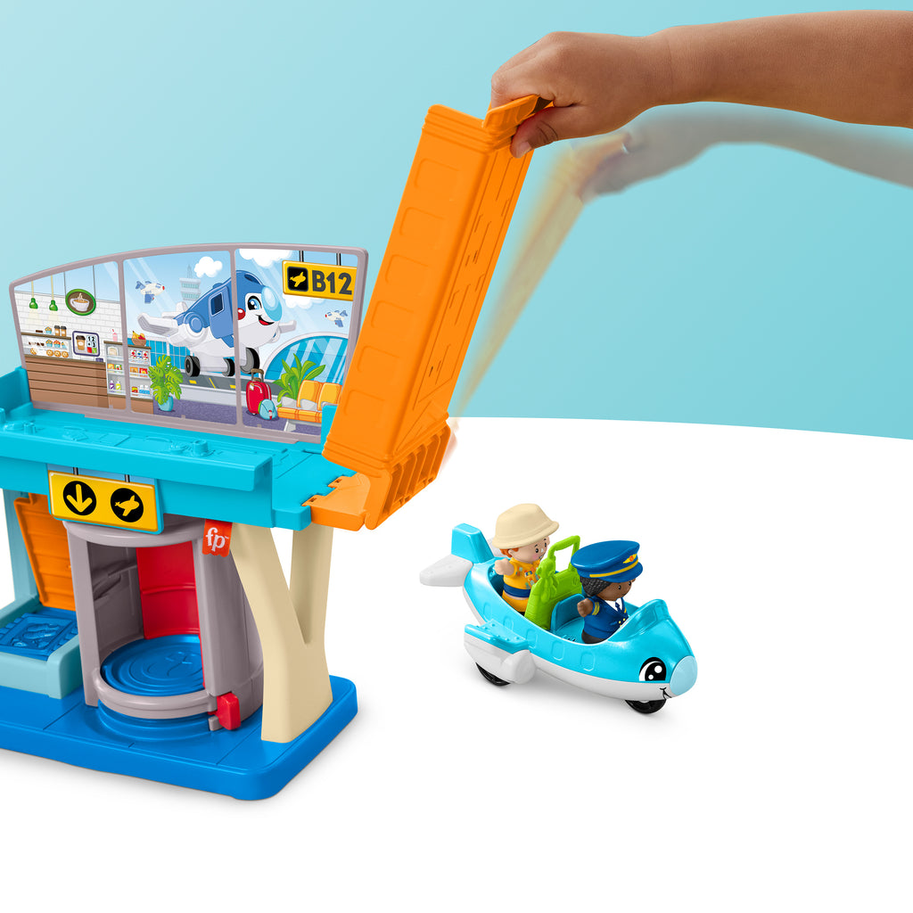 Fisher-Price Little People Eğlenceli Havaalanı, uçak ve 3 oyun aksesuarı, bebekler için oyun seti