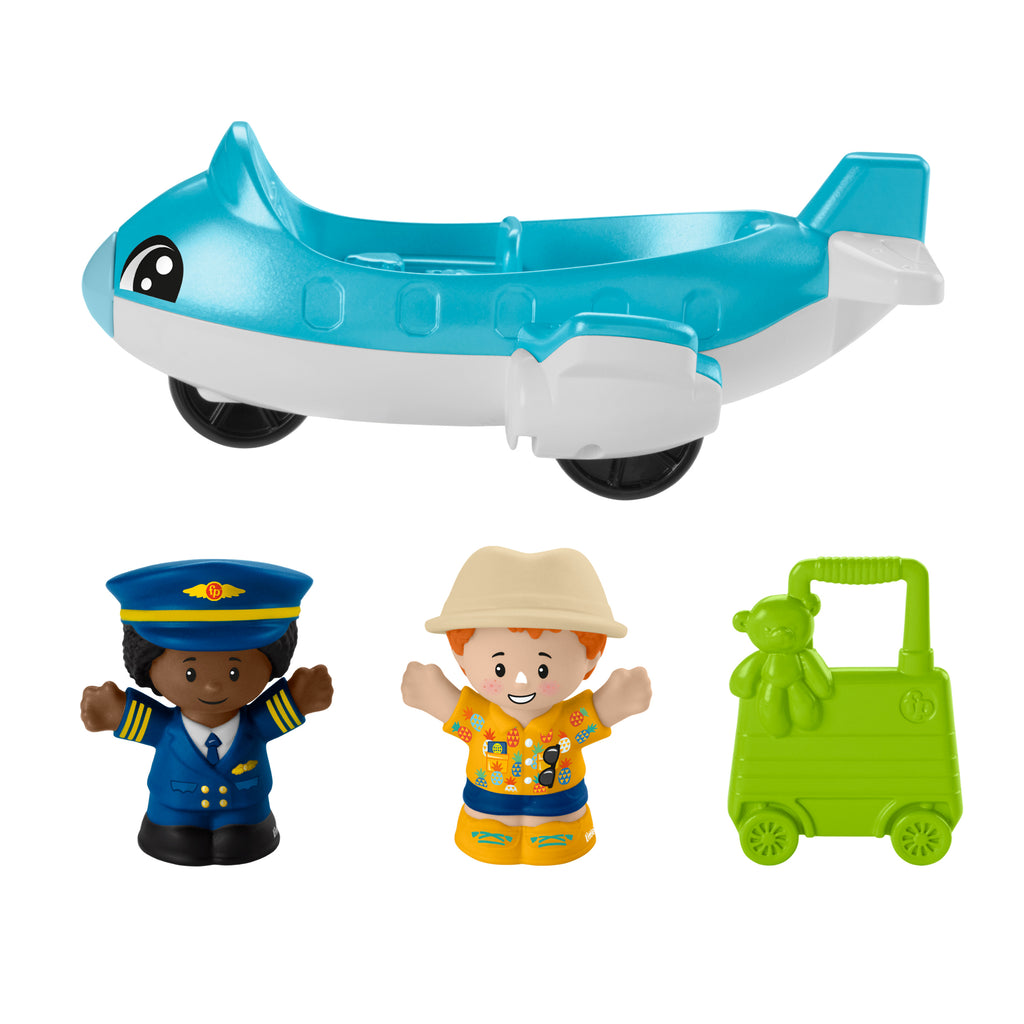 Fisher-Price Little People Eğlenceli Havaalanı, uçak ve 3 oyun aksesuarı, bebekler için oyun seti