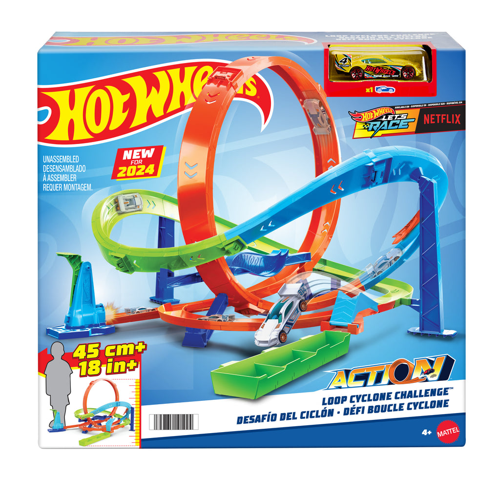Hot Wheels Bumerang Çemberli Yarış Pisti, 1:64 ölçekli oyuncak araba, kolayca saklanabilir