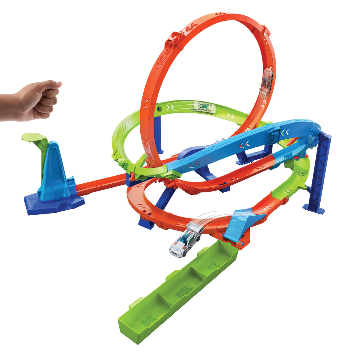 Hot Wheels Bumerang Çemberli Yarış Pisti, 1:64 ölçekli oyuncak araba, kolayca saklanabilir