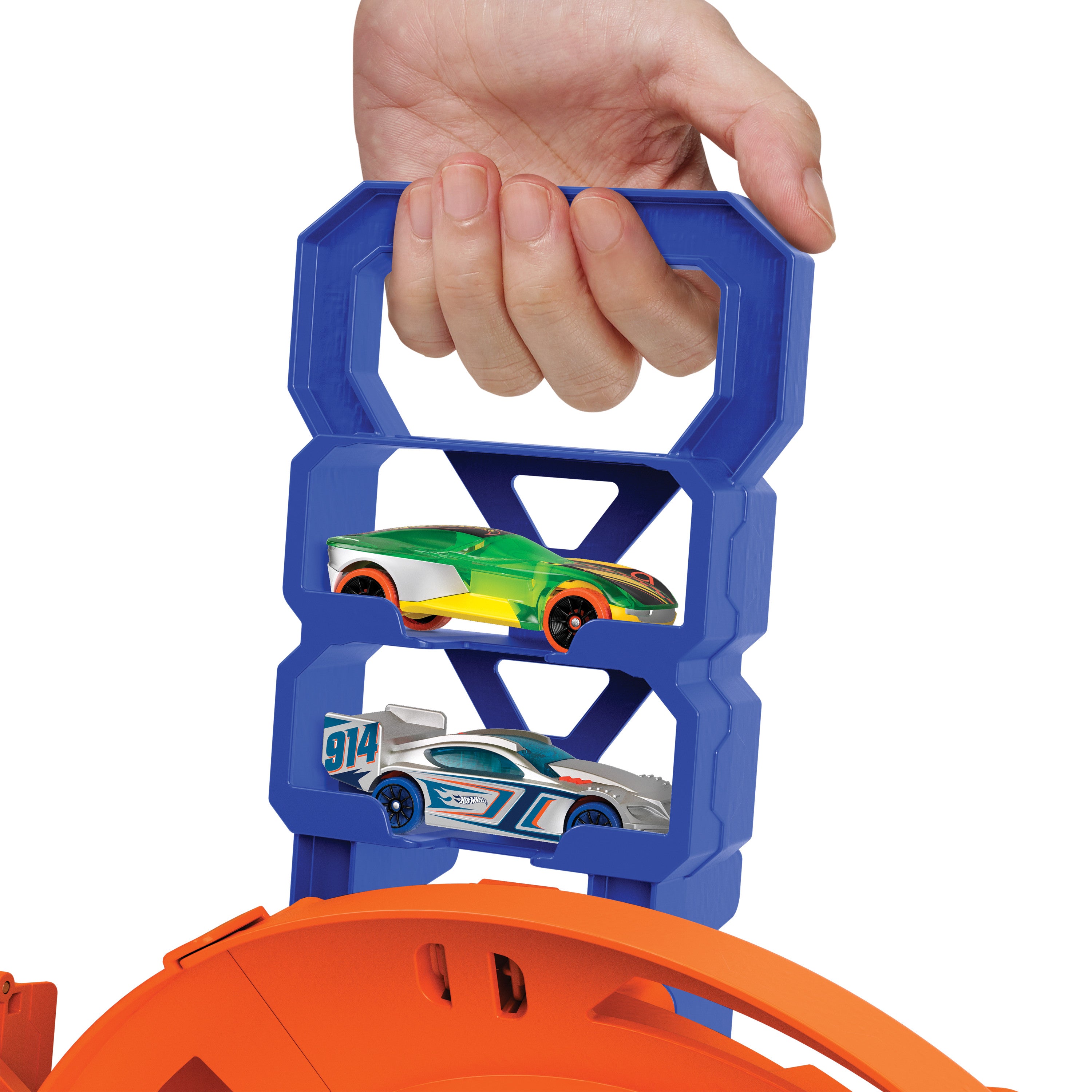 Hot Wheels İkili Yarış ve Akrobasi Pisti, 2 adet 1:64 ölçekli oyuncak araba, kolayca saklanabilir