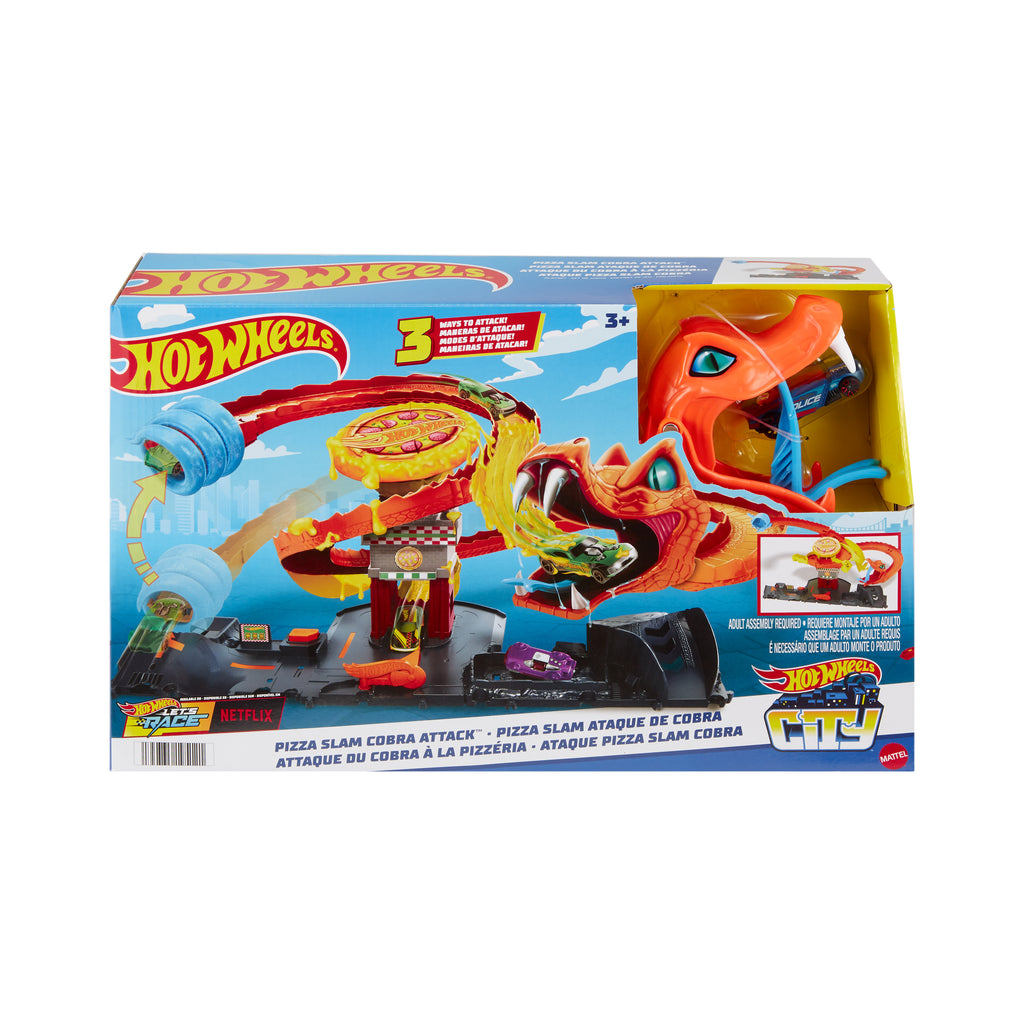 Hot Wheels Pizza Dükkanında Kobra Macerası Oyun Seti ve 1:64 ölçekli oyuncak araba