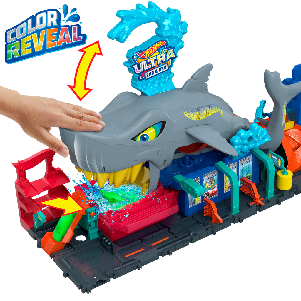 Hot Wheels Muhteşem Köpek Balığı Araba Yıkama Oyun Seti - 1:64 Renk Değiştiren Araba Dahil