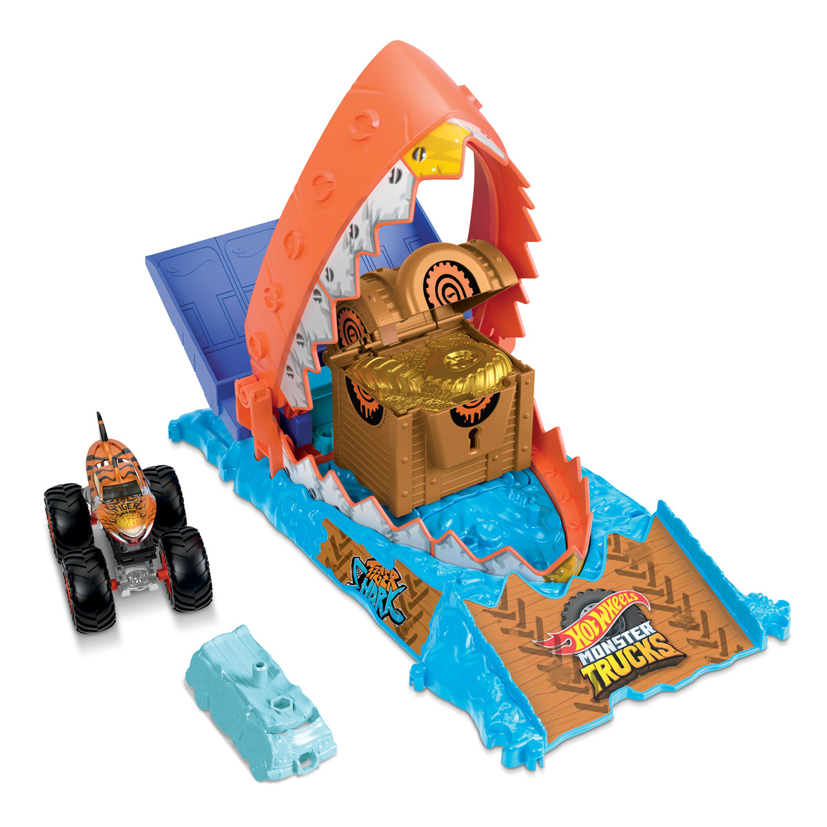 Hot Wheels Monster Trucks Arena Smashers Tiger Shark Hazine Avı Oyun Seti