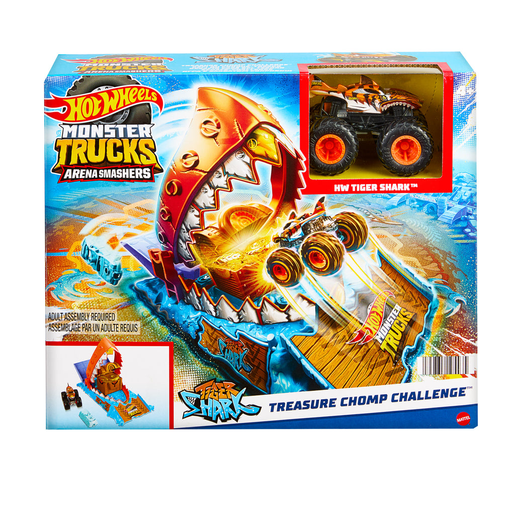 Hot Wheels Monster Trucks Arena Smashers Tiger Shark Hazine Avı Oyun Seti