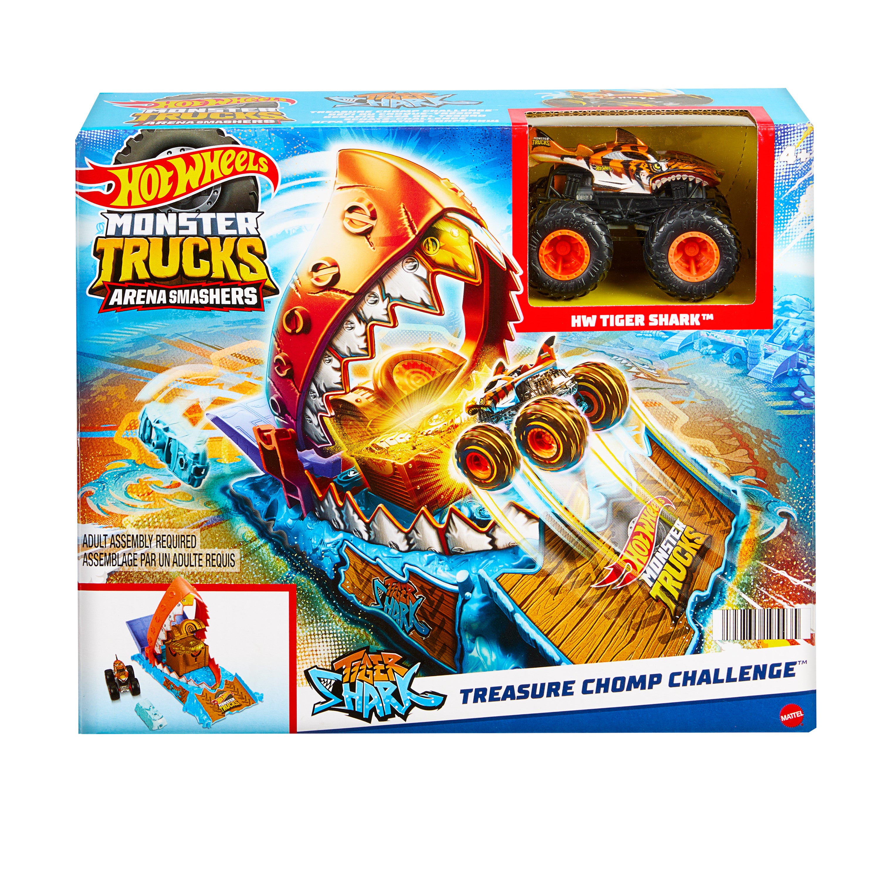 Hot Wheels Monster Trucks Arena Smashers Tiger Shark Hazine Avı Oyun Seti