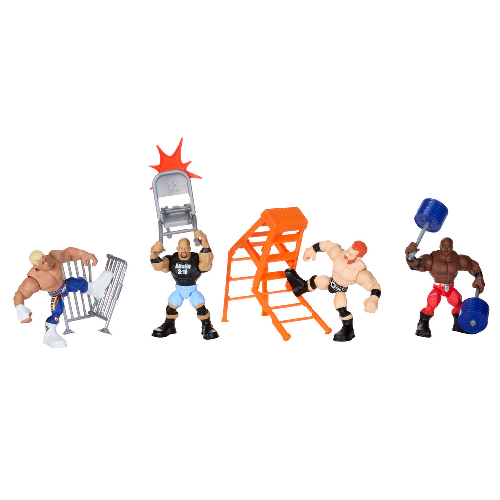 WWE Güçlü Güreşçiler aksiyon figürleri ve aksesuarlar, hareketli 8 cm'lik figürler (Stiller çeşitlilik gösterebilir)