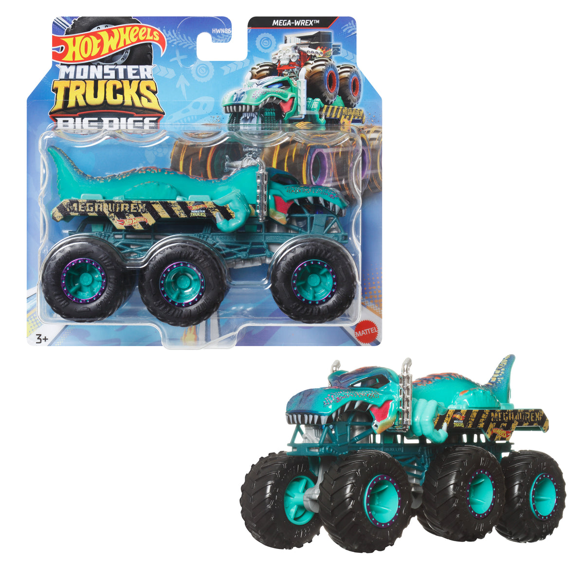 Hot Wheels Monster Trucks 1:64 Çekici Arabalar, 6 tekerlekli 1:64 ölçekli metal oyuncak tır (Stiller çeşitlilik gösterebilir.)