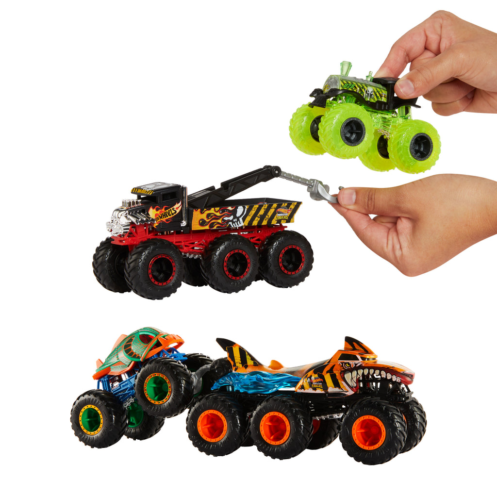 Hot Wheels Monster Trucks 1:64 Çekici Arabalar, 6 tekerlekli 1:64 ölçekli metal oyuncak tır (Stiller çeşitlilik gösterebilir.)