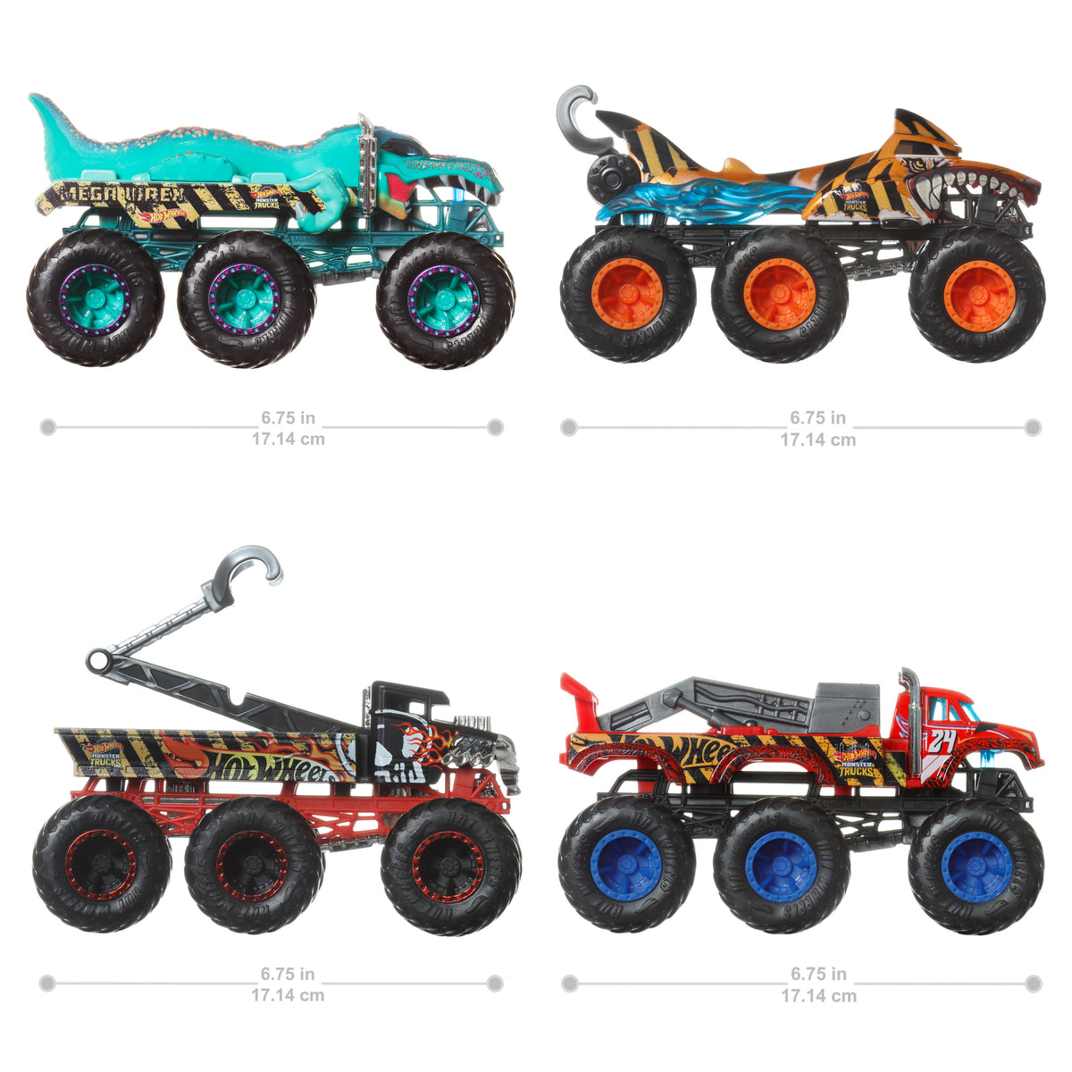 Hot Wheels Monster Trucks 1:64 Çekici Arabalar, 6 tekerlekli 1:64 ölçekli metal oyuncak tır (Stiller çeşitlilik gösterebilir.)