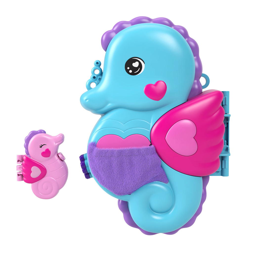 Polly Pocket Babam ve Ben denizatı çanta, 2 mikro bebek, evcil hayvanlar ve 13 aksesuar, 2'si 1 arada çanta ve oyuncak ile Shani