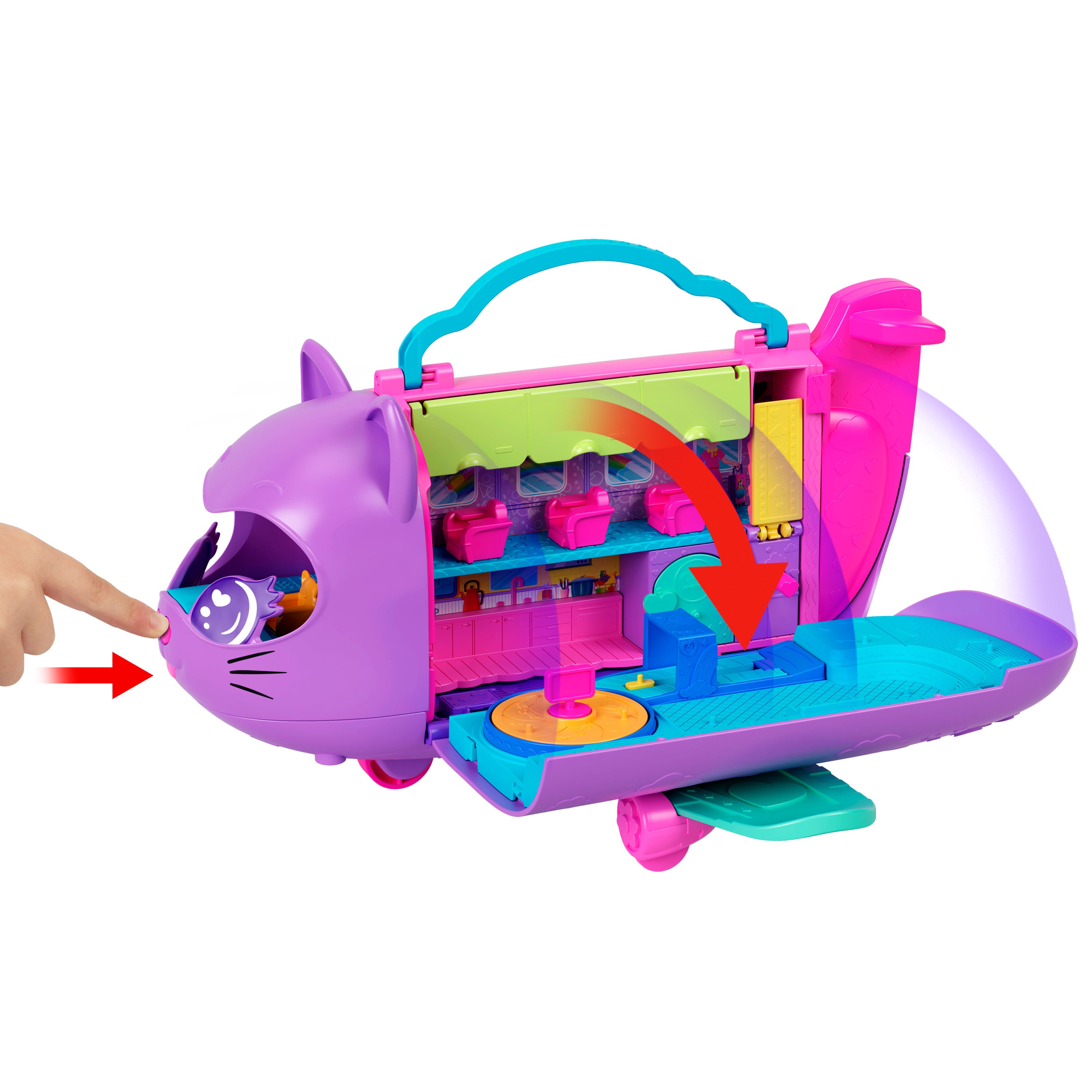 Polly Pocket Adventures in Rio Uçak Oyun Seti, 2 mikro bebek ve evcil hayvan, aksesuarlar, seyahat oyuncağı uçak