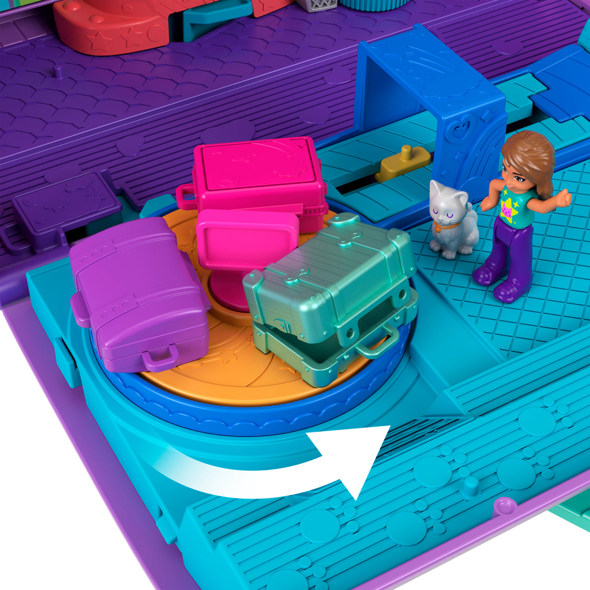 Polly Pocket Adventures in Rio Uçak Oyun Seti, 2 mikro bebek ve evcil hayvan, aksesuarlar, seyahat oyuncağı uçak