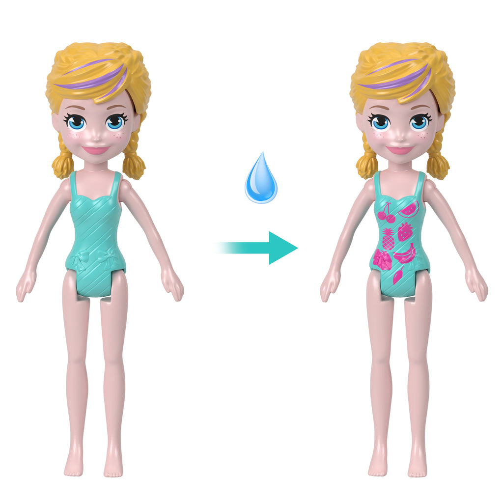 Polly Pocket™ UNICORN DREAM CRUISE™ Oyun Seti, su oyunlarına ilham veren ve renk değiştiren aksesuarlar ve 1 bebek dahil 23 parça içeren taşınabilir gemi