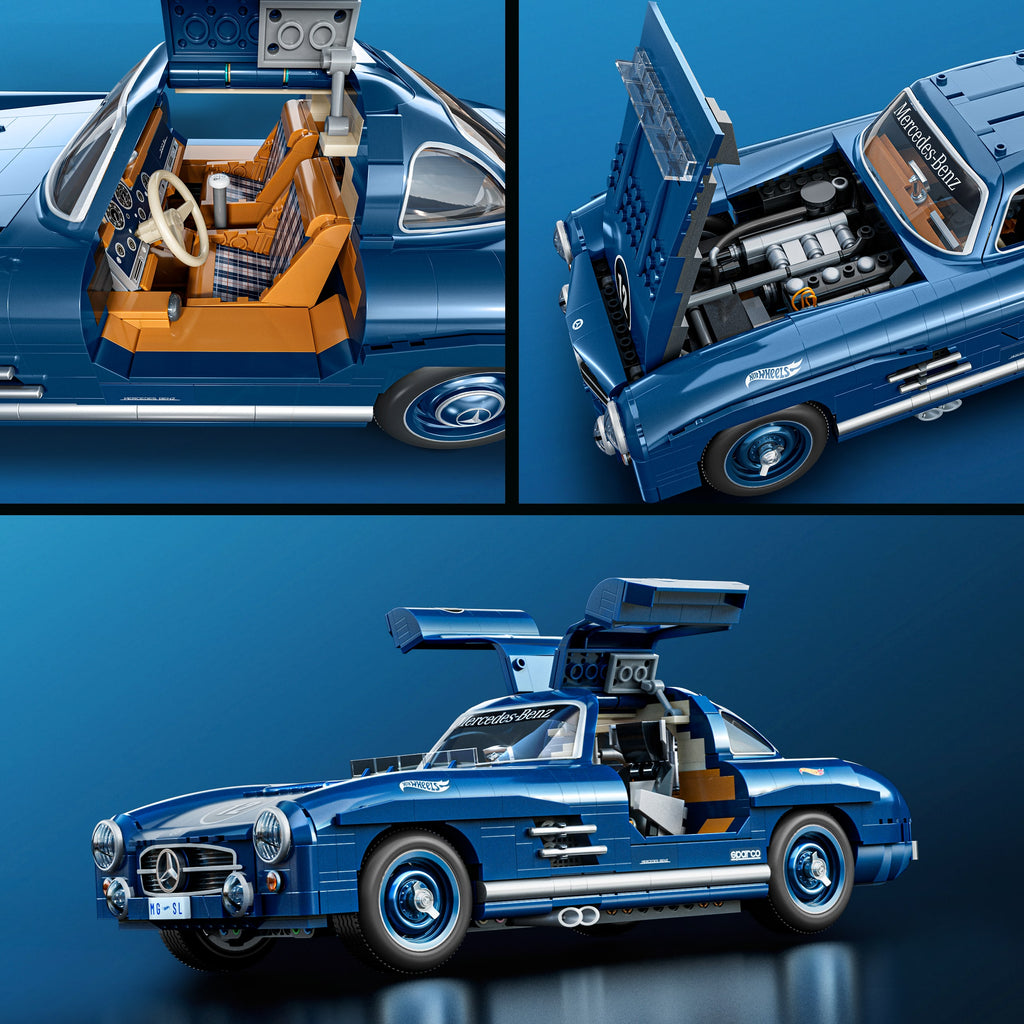 Koleksiyoncular için MEGA Hot Wheels Mercedes-Benz 300 SL yarış arabası yapı oyuncağı (1500 parça)