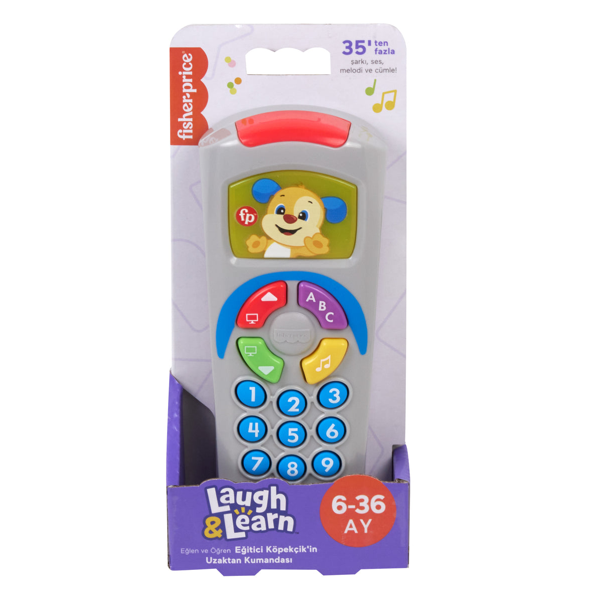 Türkçe dil desteğiyle bebekler ve yürüme çağındaki çocuklar için ışıklar ve şarkılar içeren, eğitici Fisher-Price® Eğlen ve Öğren® Köpekçiğin Uzaktan Kumandası
