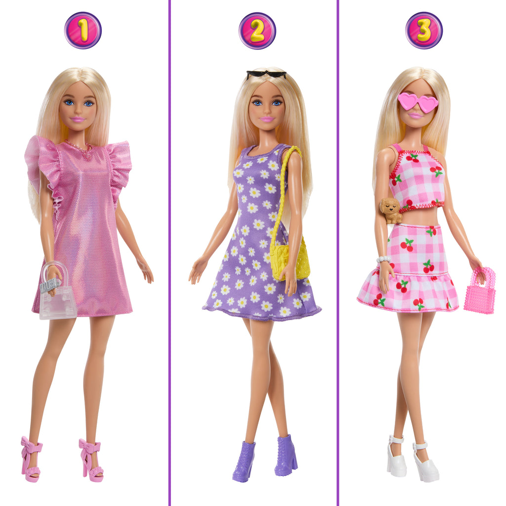 Bebek, kıyafetler, aksesuarlar ve 25'ten fazla parçayla 90 cm genişliğindeki Barbie'nin Rüya Gardrobu ve Bebek
