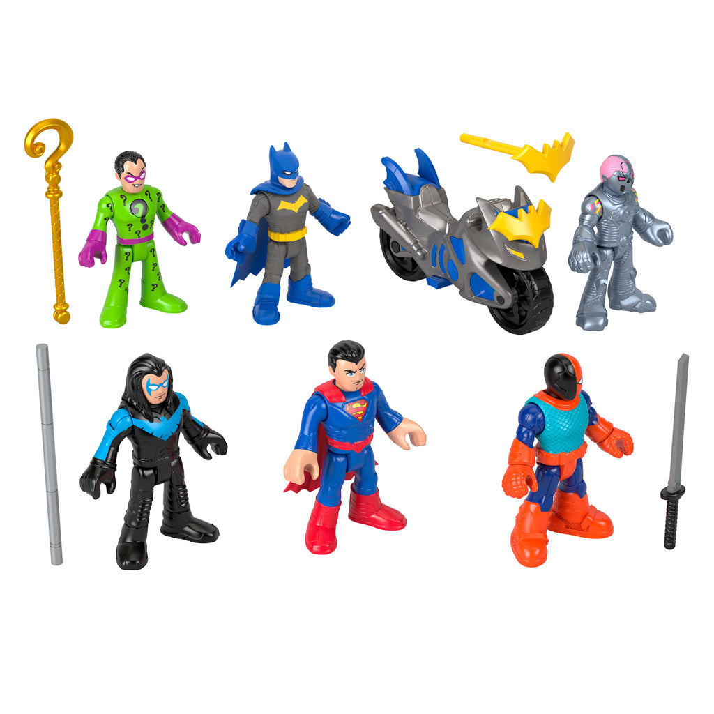 Imaginext DC Super Friends Deluxe Figür Paketi, okul öncesi çağdaki çocuklar için Batman oyuncakları, 9 parça
