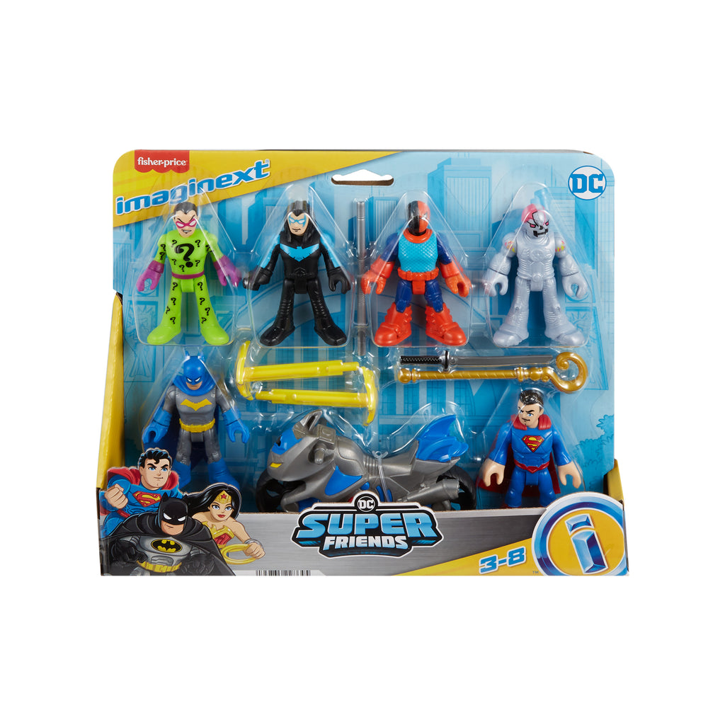 Imaginext DC Super Friends Deluxe Figür Paketi, okul öncesi çağdaki çocuklar için Batman oyuncakları, 9 parça