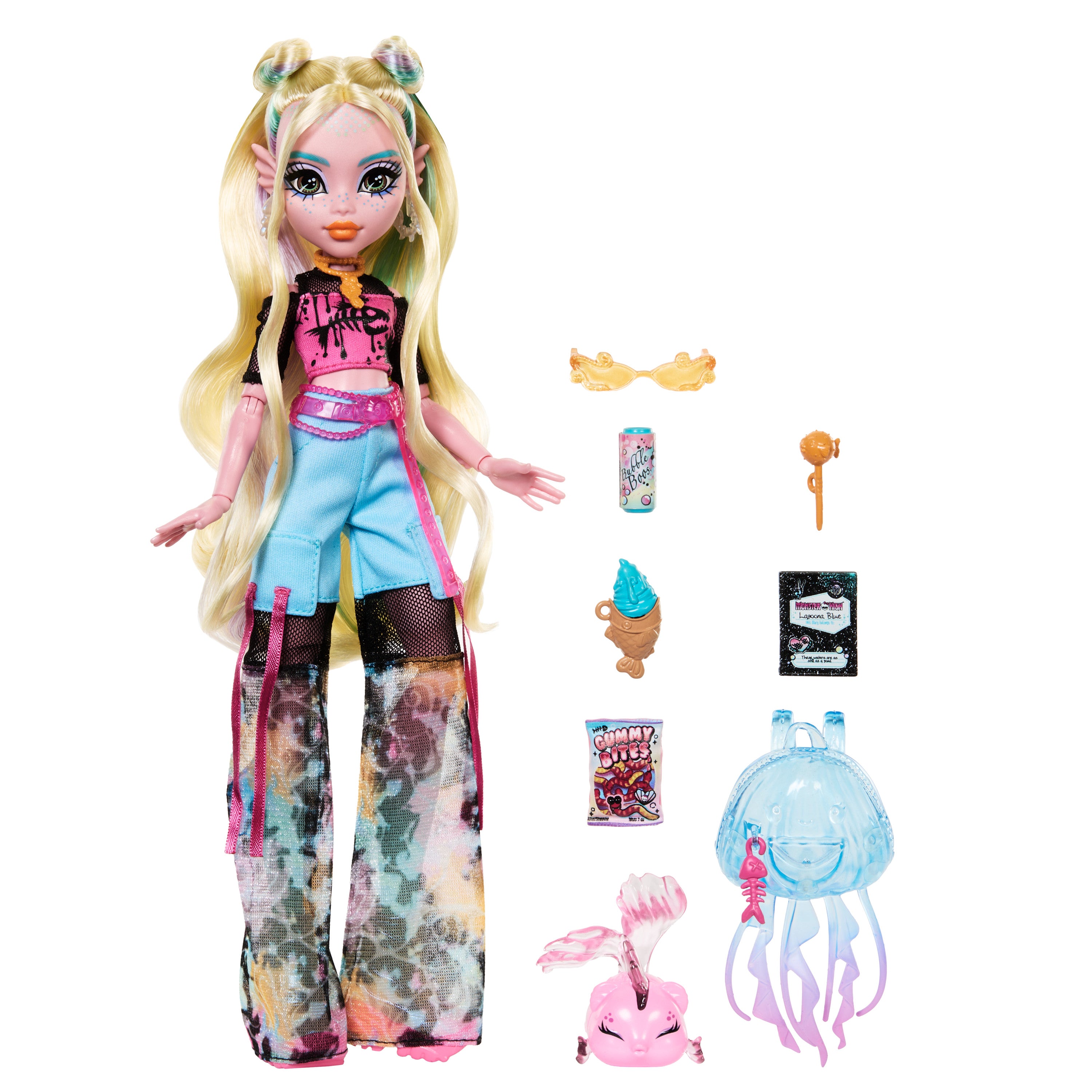 Evcil hayvanı Neptuna ve aksesuarlarıyla Monster High Lagoona Blue bebek