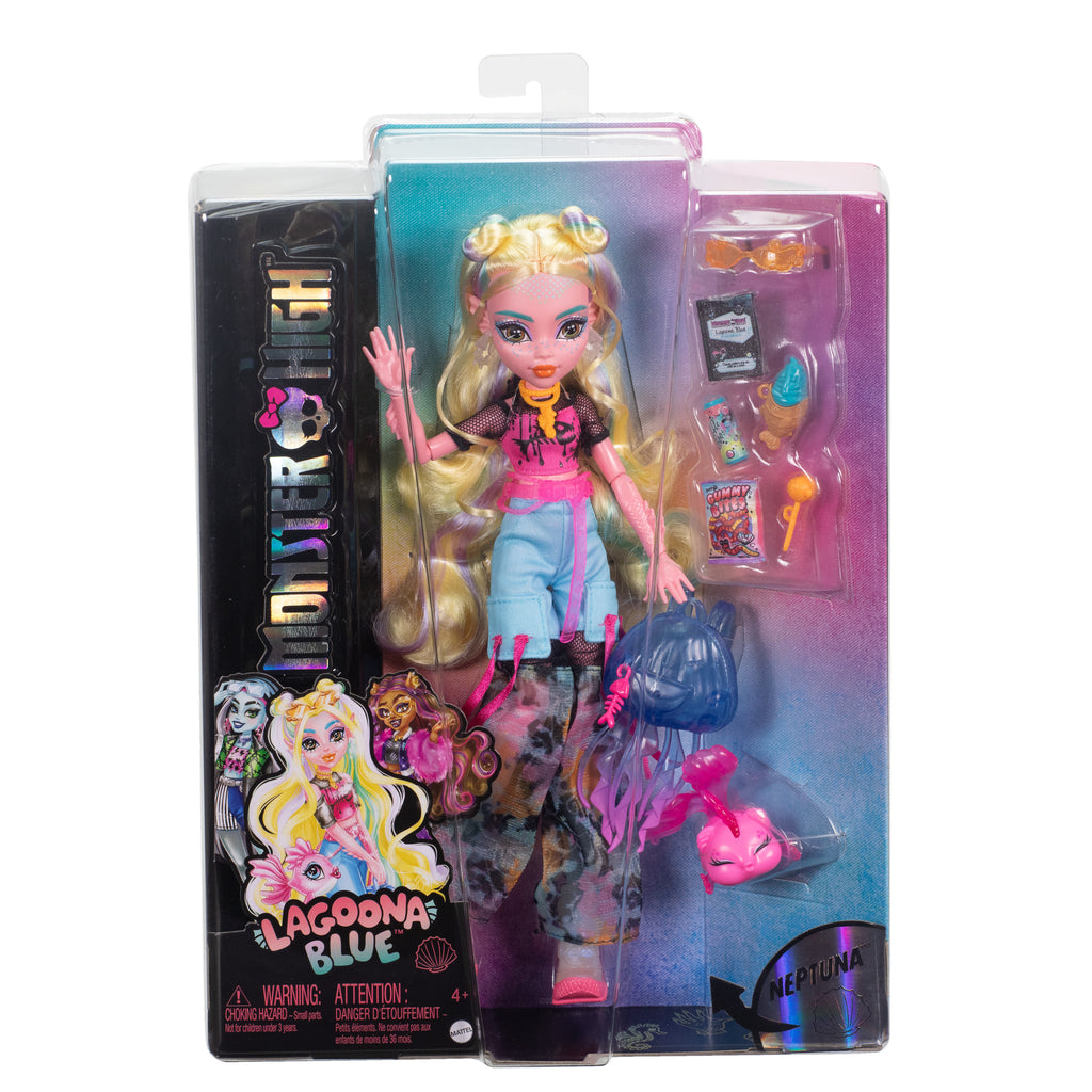 Evcil hayvanı Neptuna ve aksesuarlarıyla Monster High Lagoona Blue bebek