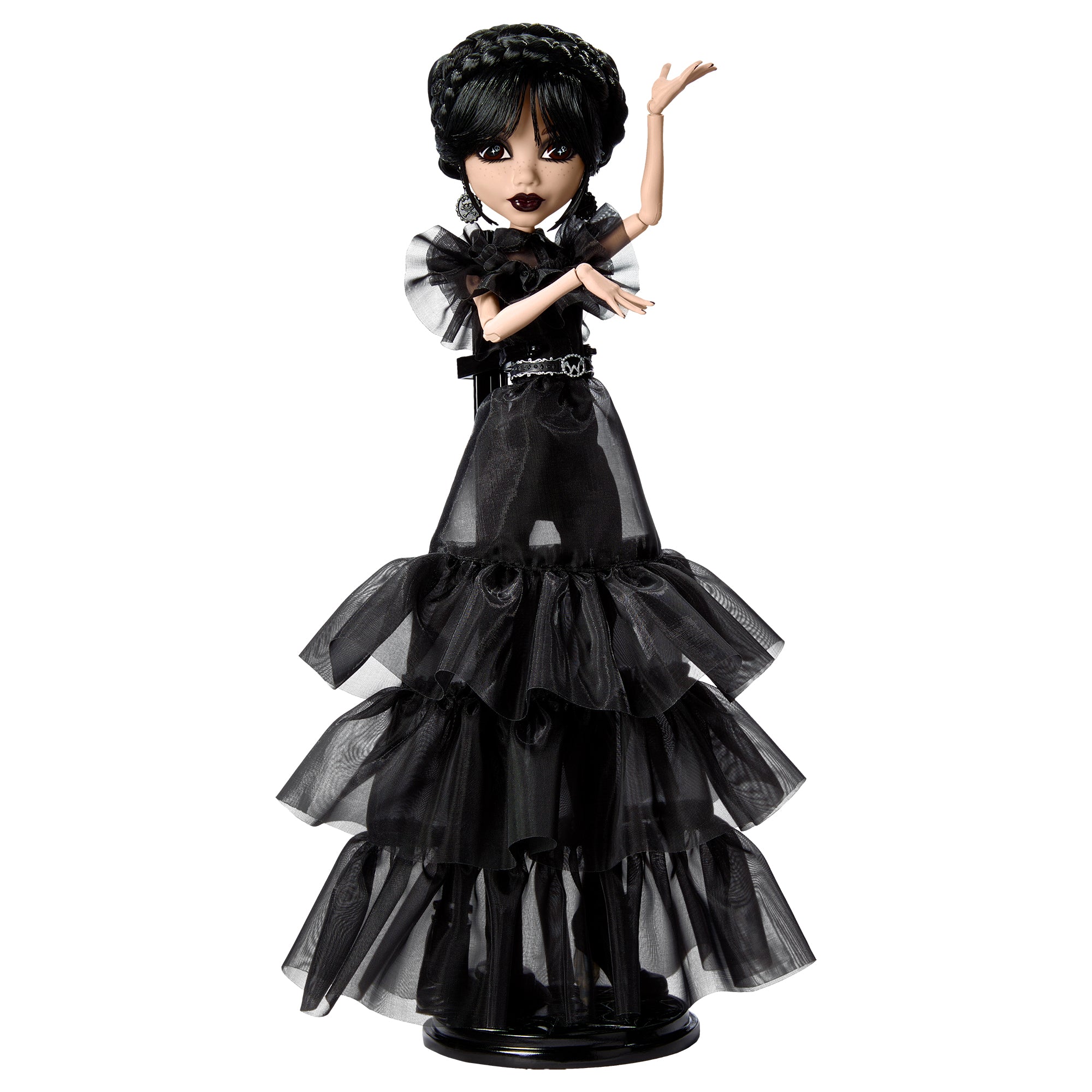 Monster High Wednesday koleksiyona uygun bebek; dans sahnesinden ilham alınarak tasarlanan siyah elbiseli Rave'N Wednesday