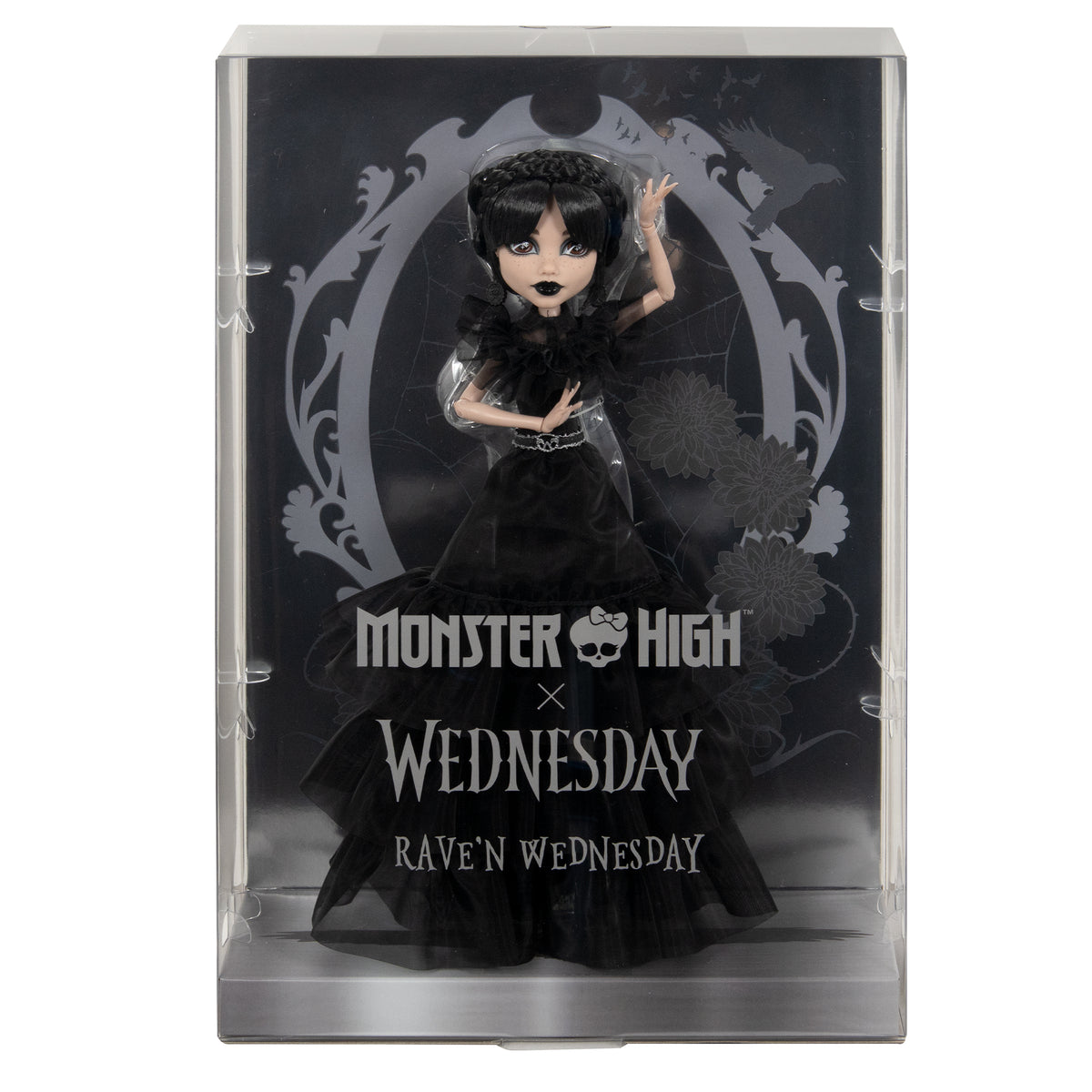 Monster High Wednesday koleksiyona uygun bebek; dans sahnesinden ilham alınarak tasarlanan siyah elbiseli Rave'N Wednesday