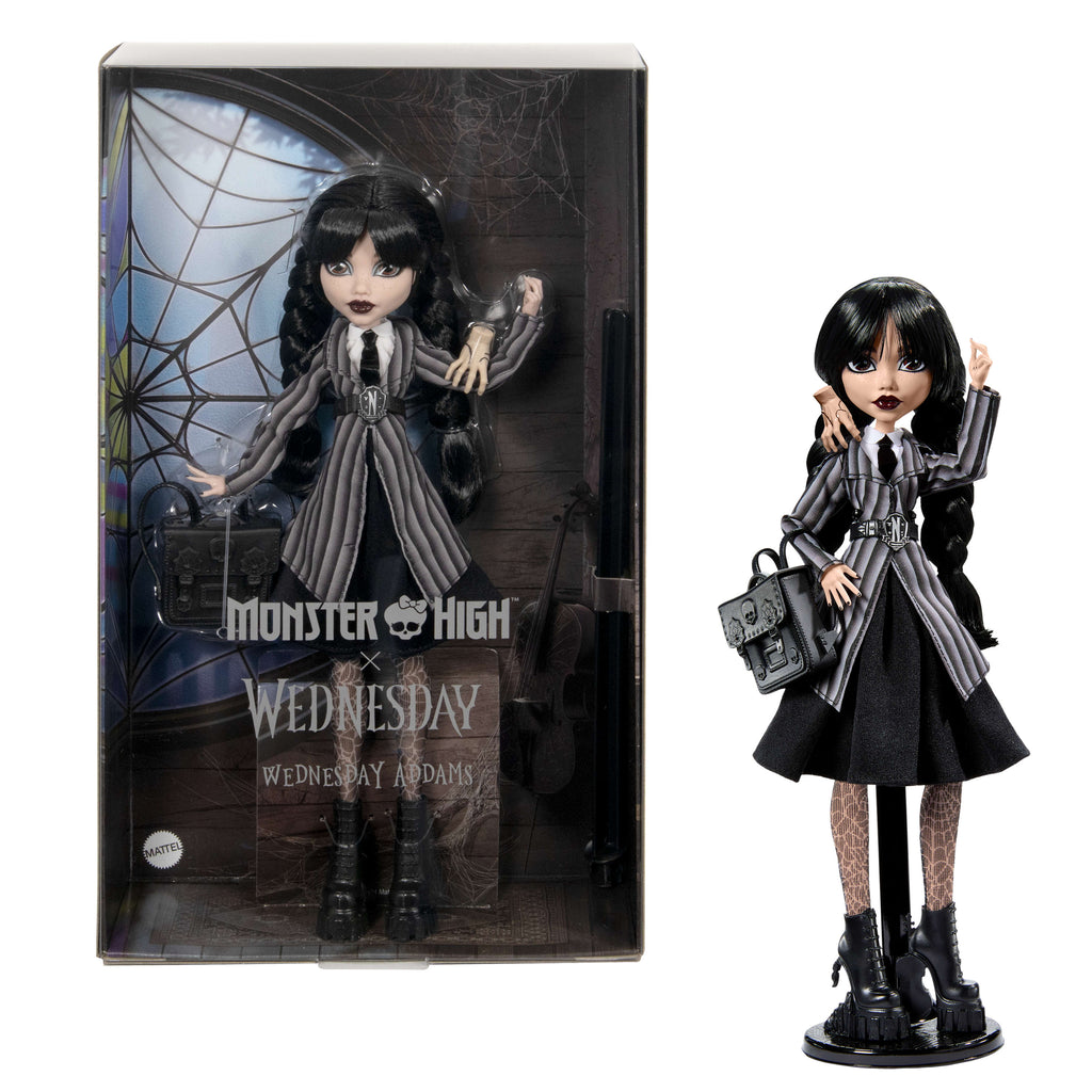 Monster High Wednesday Addams Bebek - Nevermore Akademisi Üniformalı, Thing Figürlü HXJ04