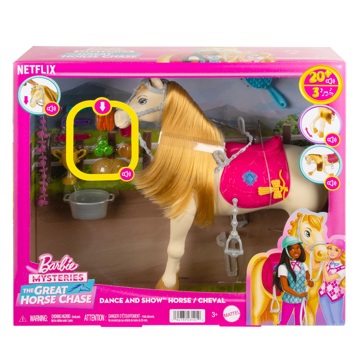 Barbie Gizemleri, Büyük At Kovalamacası ; sesler, müzikler ve aksesuarlara sahip etkileşimli oyuncak at