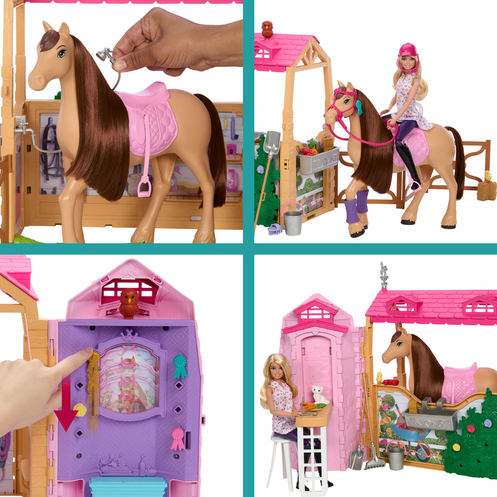 Barbie Mysteries: The Great Horse Chase ahır oyun seti, bebek, oyuncak at, aksesuarlar ve 25'ten fazla parça