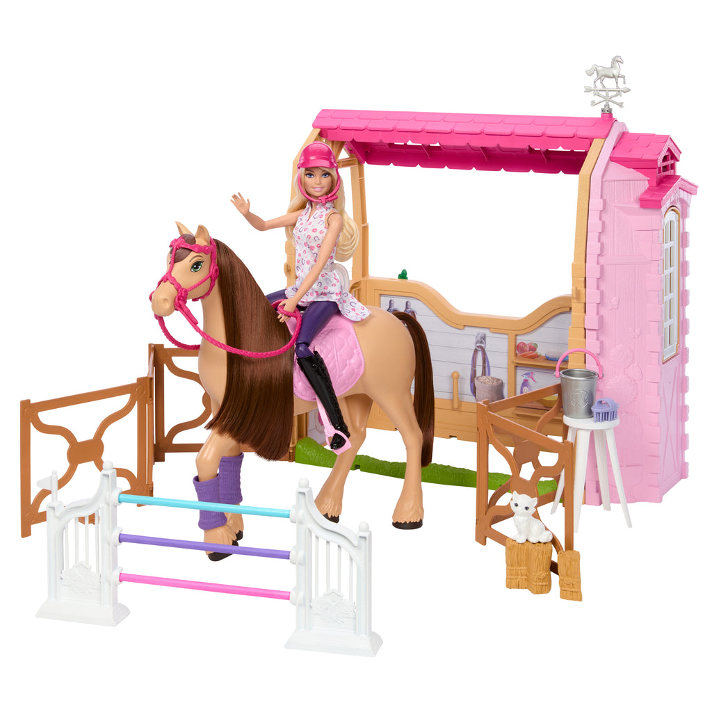 Barbie Mysteries: The Great Horse Chase ahır oyun seti, bebek, oyuncak at, aksesuarlar ve 25'ten fazla parça