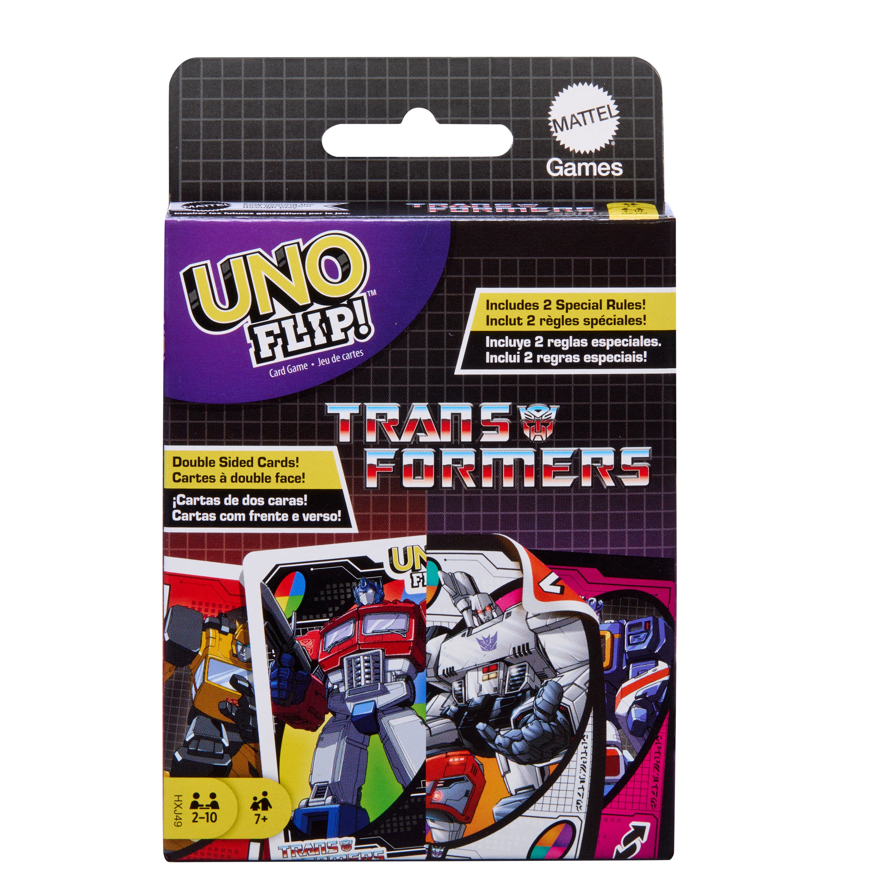 Çocuklar ve aile boyu eğlence için UNO Flip Transformers kart oyunu