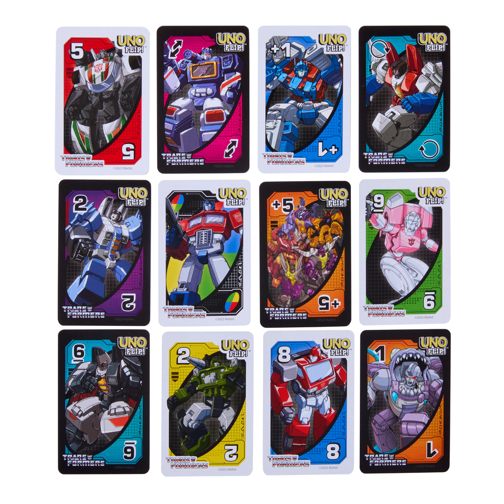 Çocuklar ve aile boyu eğlence için UNO Flip Transformers kart oyunu