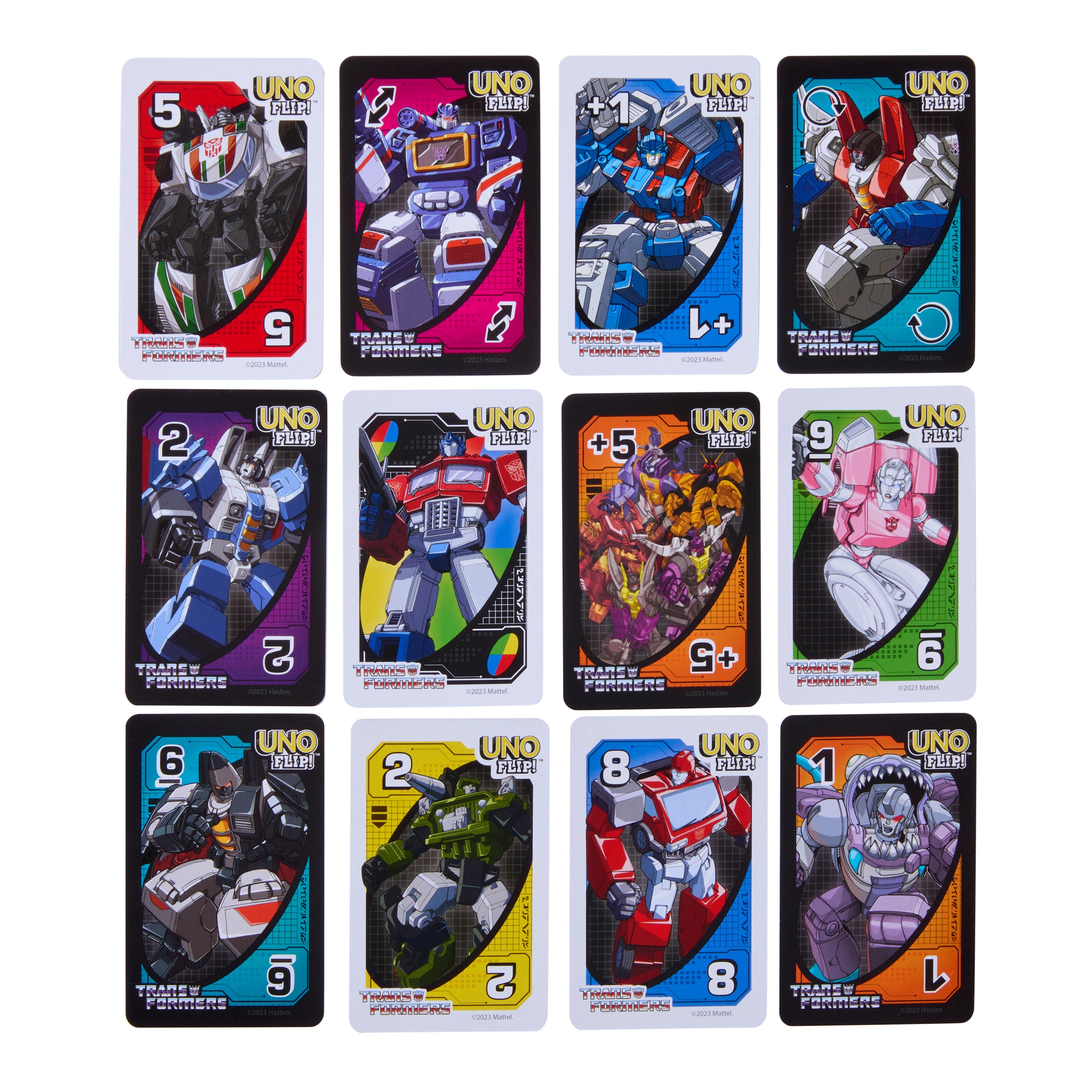 Çocuklar ve aile boyu eğlence için UNO Flip Transformers kart oyunu