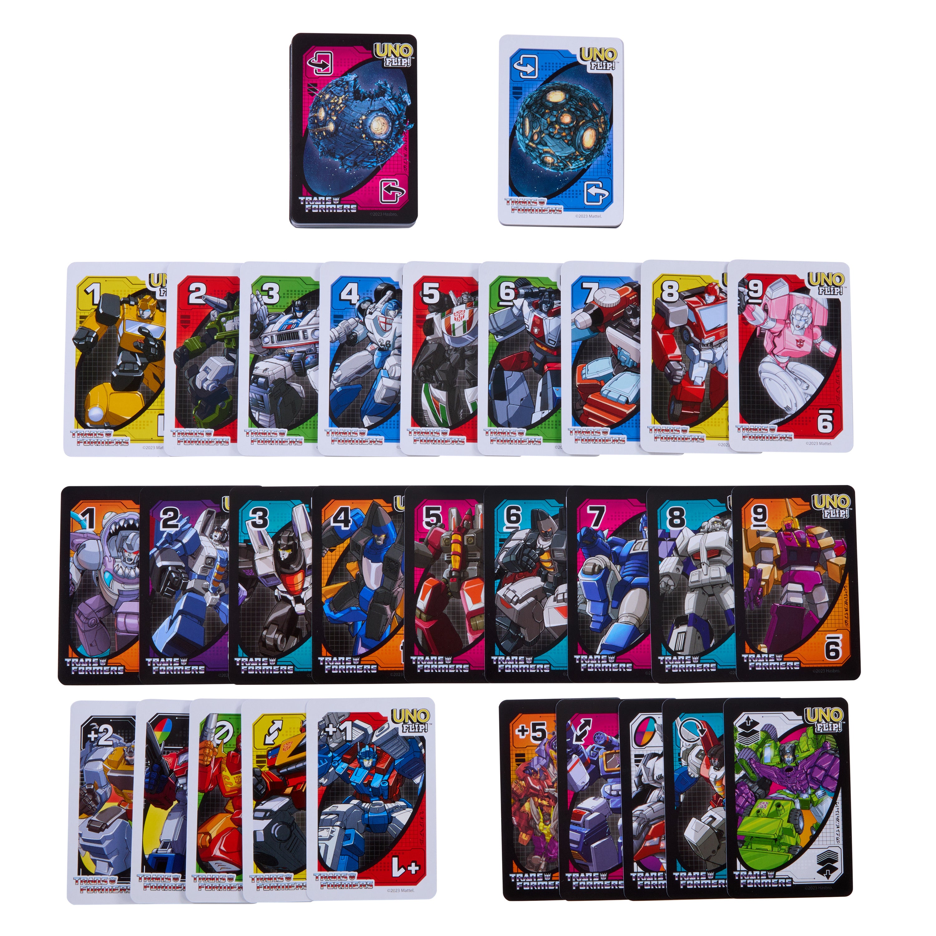 Çocuklar ve aile boyu eğlence için UNO Flip Transformers kart oyunu