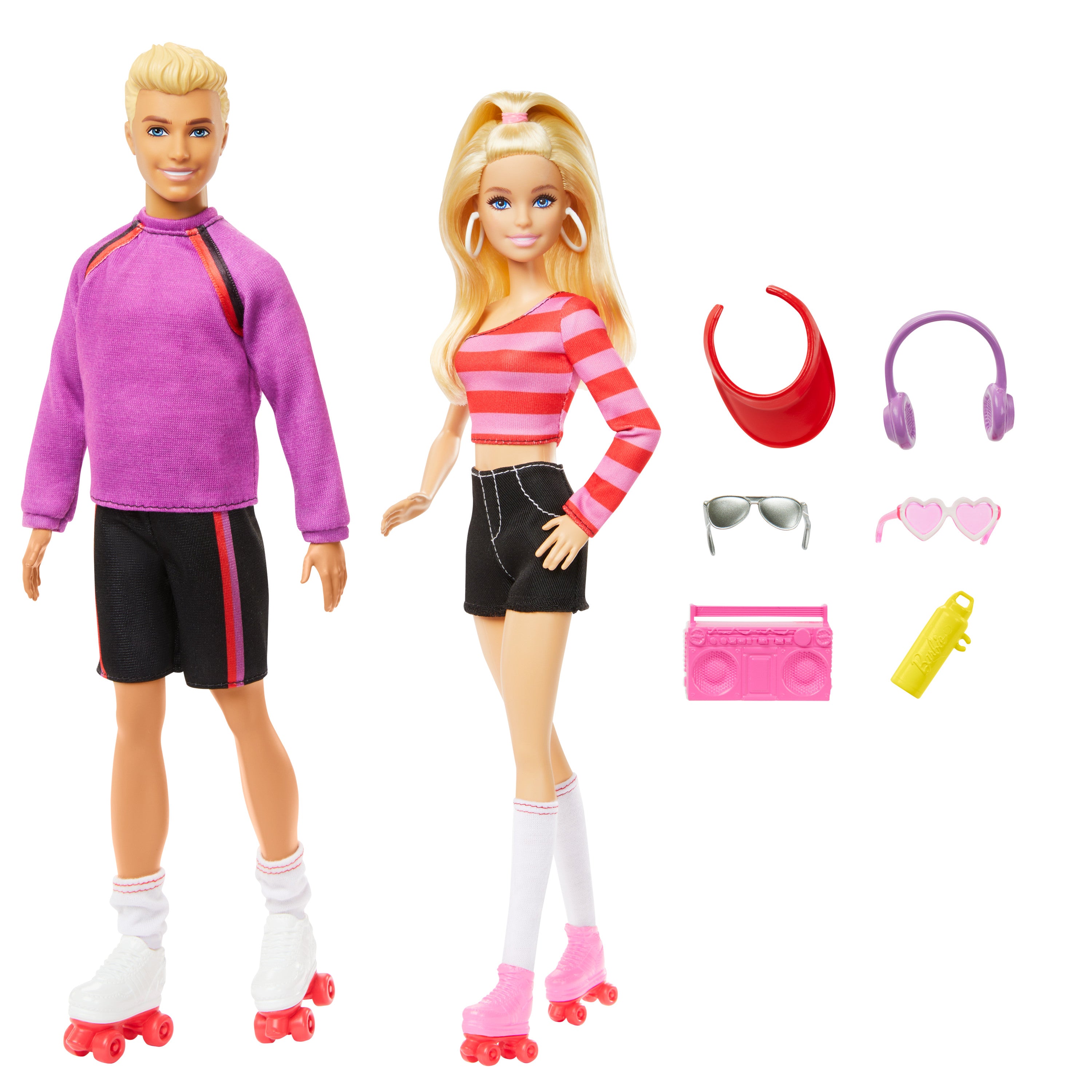 Barbie &amp; Ken 65. Yıl 2'li Parti Bebekler ve 6 aksesuarlı set, paten teması, 65. yıl dönümü